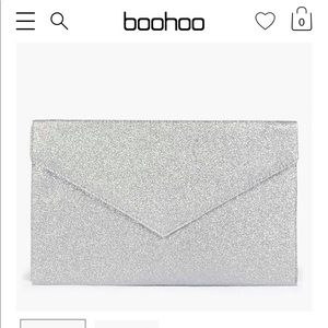 Silver Glitter Envelope Clutch